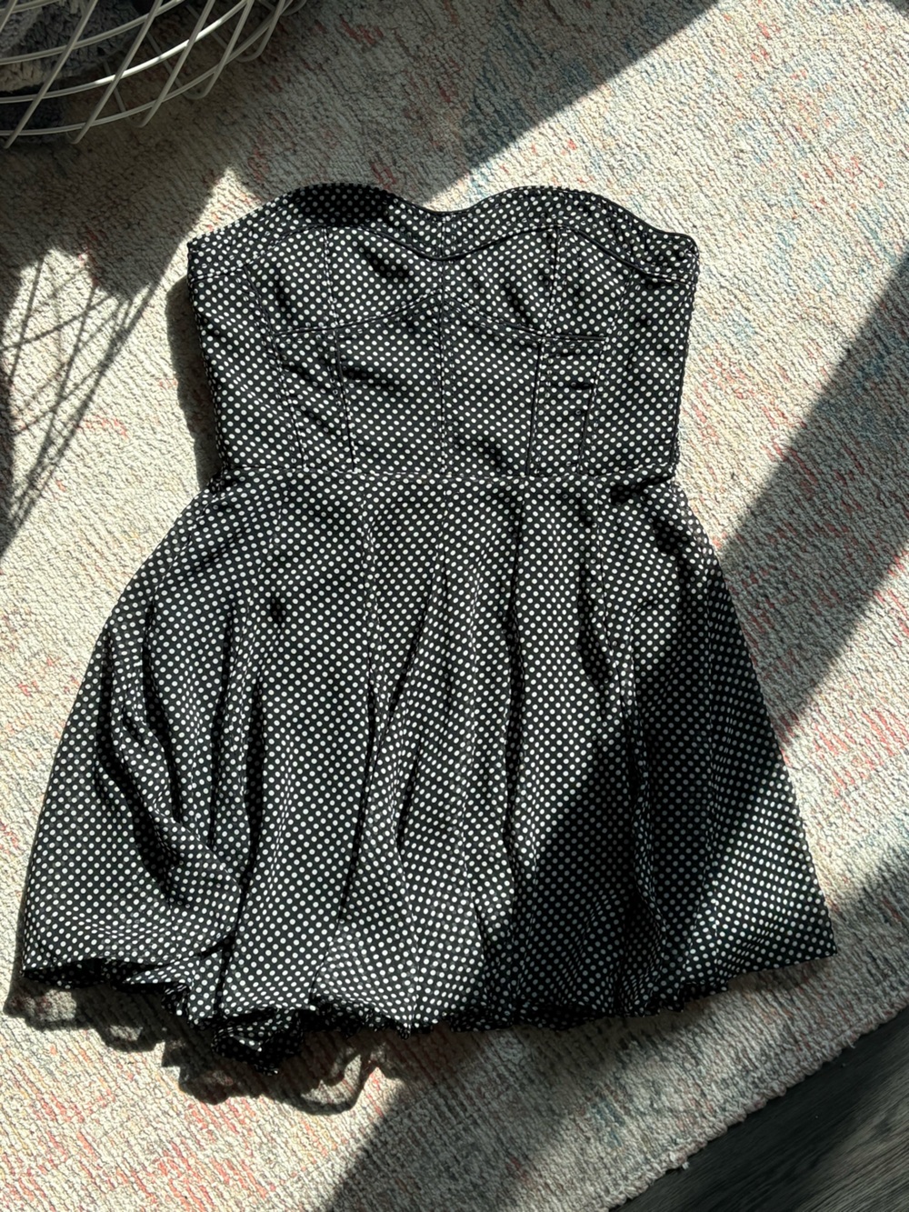 Zara Black & White Polka Dot Strapless Dress
